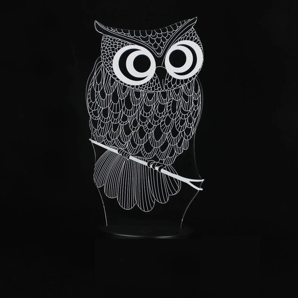 Сова 3D ночной Светильник RGB переменчивые настроения лампа светодиодный DC 5V