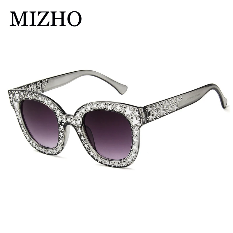 

MIZHO 2019 Original Brand Celebrity Oversized Square Sunglasses Women Crystal Mirror Retro Full Star UV400 Sun Glasses Female