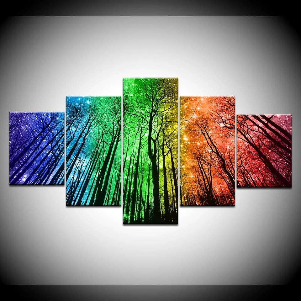 

Canvas Modern Frame Living Room HD Home Decor 5 Panel Colorful Tree Landscape Printed Pictures Modular Poster Wall Art Painting