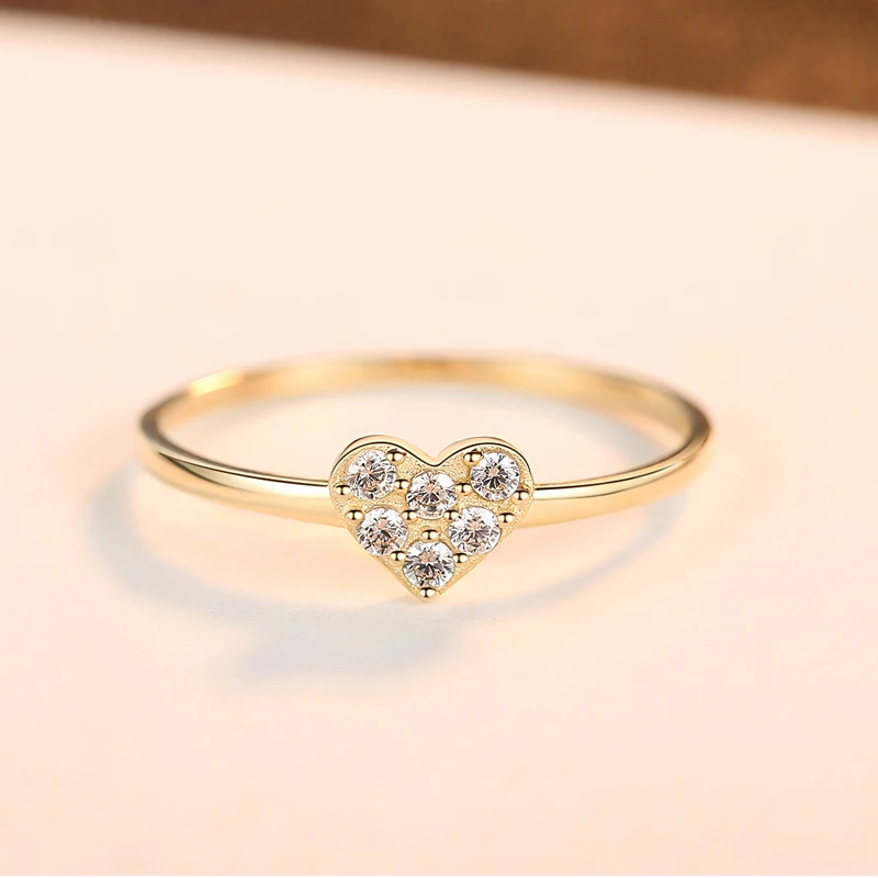 Pure 14K Gold Ring Vintage Star CZ Women Rings Wedding Engagement Fine Jewelry Yellow Gold Bague