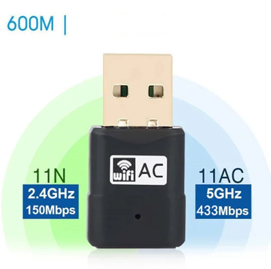 Беспроводной 600 Мбит Dual Band Mini Wi-Fi usb-адаптер компьютерной сети LAN Dongle