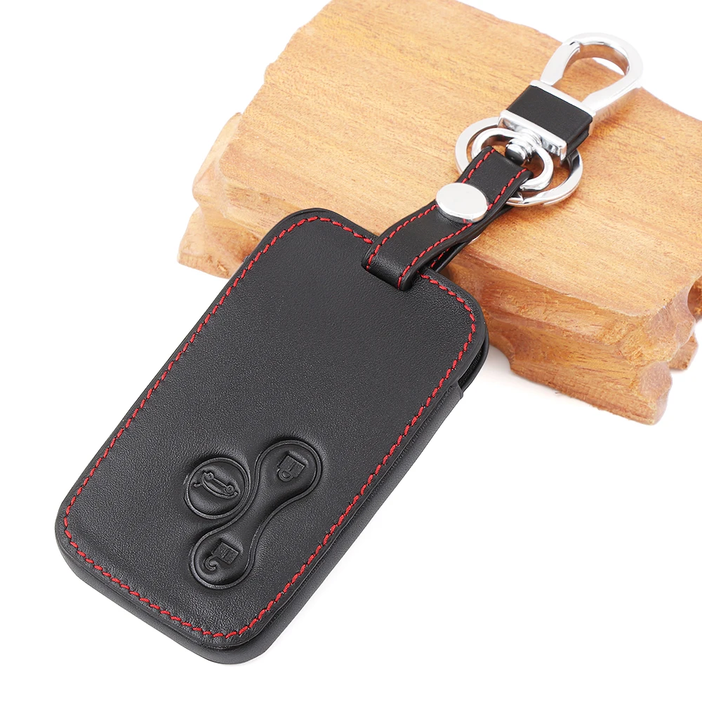 Кожаный чехол для ключей Renault Clio Megane Scenic Grand 3 кнопки Smart Keyless Entry дистанционного