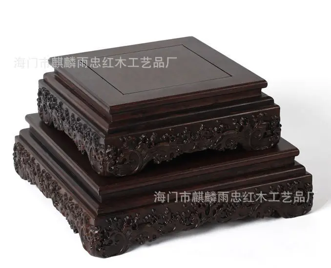 

[Rain] Zhong Redwood Redwood crafts square pedestal carved monolith water waves
