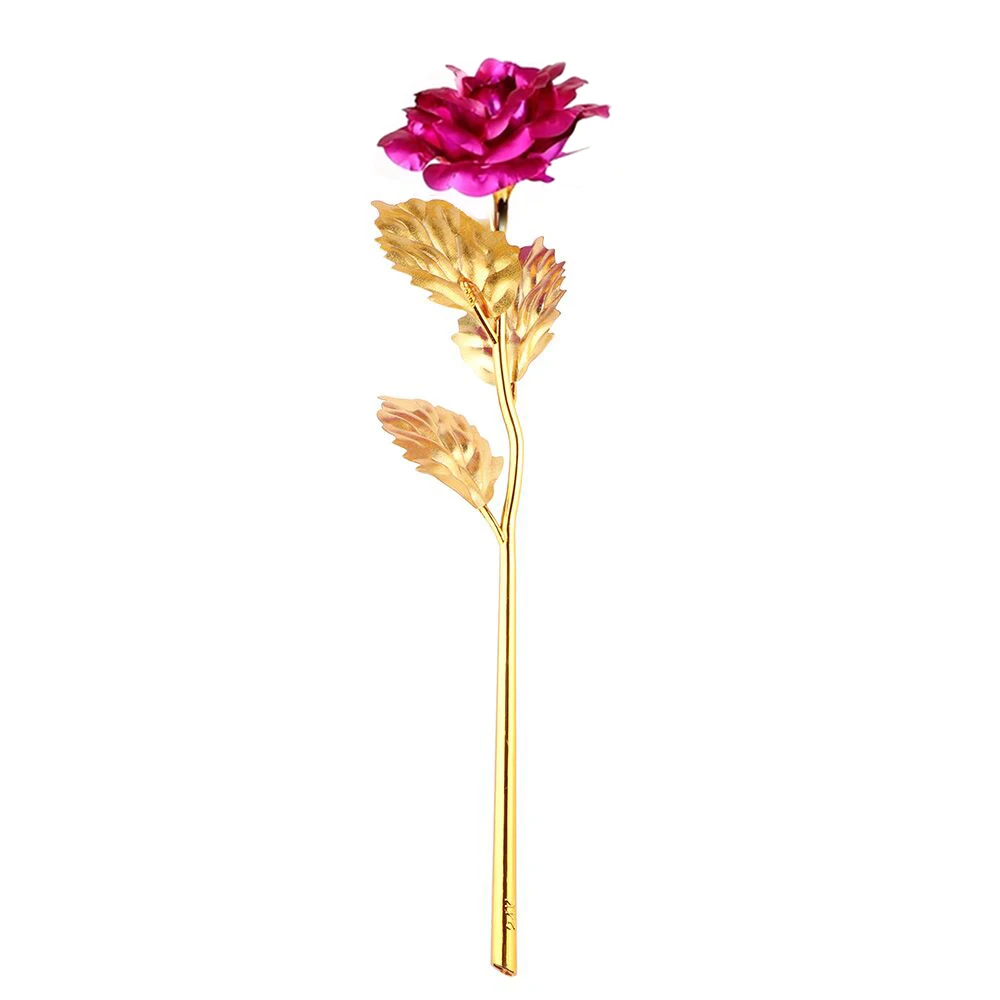 Rose Red 24K фольга покрытая розовым золотом, розовое свадебное украшение, цветок, подарок на день Святого Валентина, Роза любви, искусственный подарок на день Святого Валентина - Цвет: Rose Red