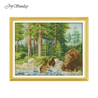 happy of the forest counted cross stitch embroidery cross stitch landscape patterns dmc 11 14ct printed canvas fabric needlework