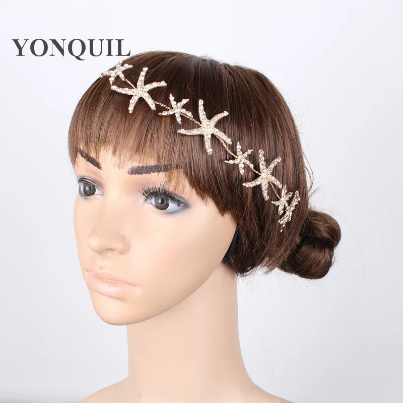 

Bridal Wedding Hair Accessories Crystal Star Crown Headband Stunning Women Crystal Tiara Wedding Tiaras Headband 2Pcs/Lot SYBC38