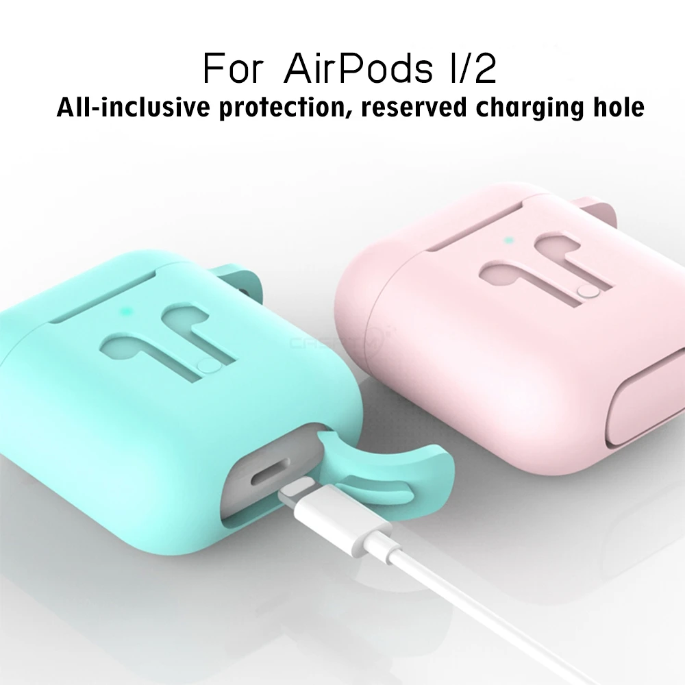Новинка силиконовый чехол для наушников Bluetooth Apple Airpods Чехол черный розовый синий