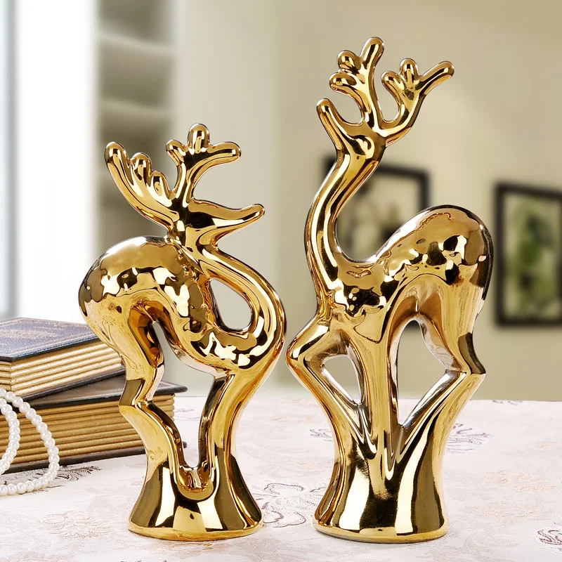 

Creative ceramic sika deer fashion wedding gift home decor