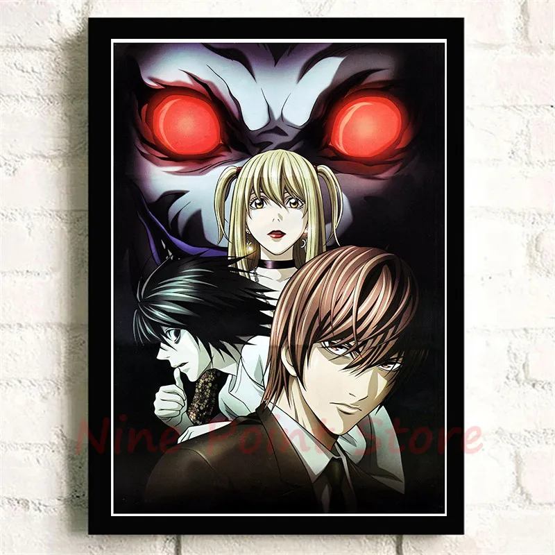 Death Note A стиль японский мультфильм комикс плакат с покрытием бумага плакат стены стикеры кафе декоративная живопись без рамки - Цвет: Черный