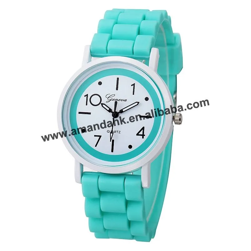 Женские наручные часы geneva модные силиконовые с большим номером для девушек