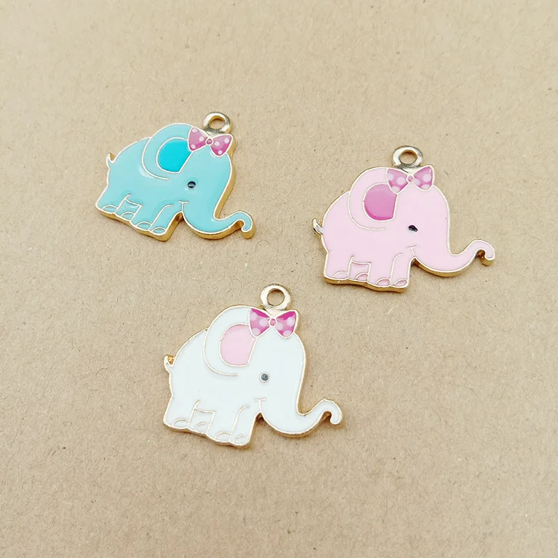 

Free Shipping 50pcs 23*20MM Gold Tone Plated Floral Animal Elephant Shape Enamel Alloy Charms Drip Oil DIy Jewelry Pendants