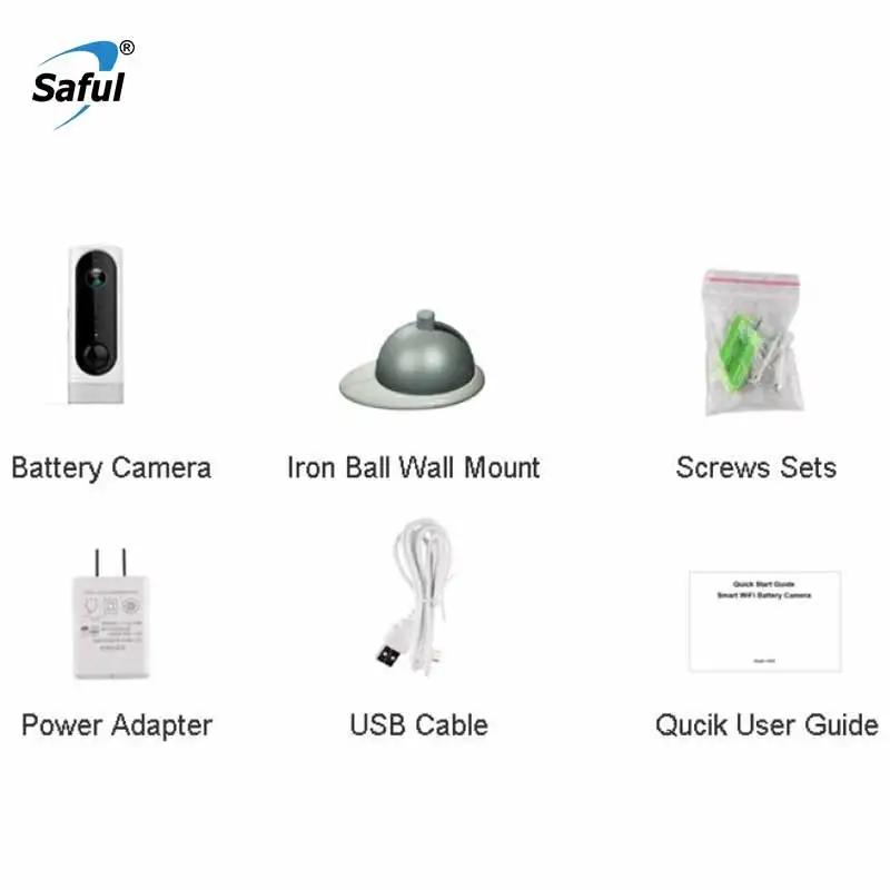 2018 Saful HD Wifi Водонепроницаемая Крытая ip камера 3000 mAh аккумуляторная батарея