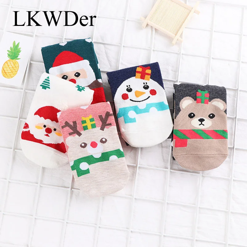 5 пар женские хлопковые носки с принтом Санта Клауса | Женская одежда