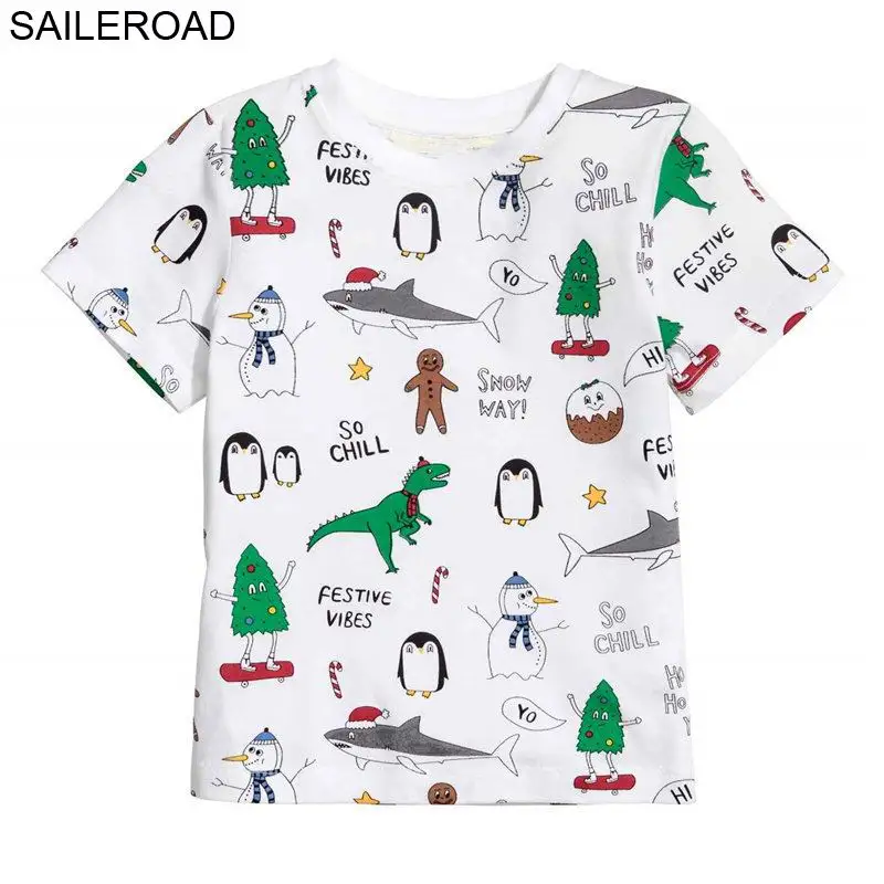 SAILEROAD/топы с рисунком динозавра для маленьких мальчиков 2-7 лет, футболки, летняя детская одежда для девочек хлопковая одежда для мальчиков