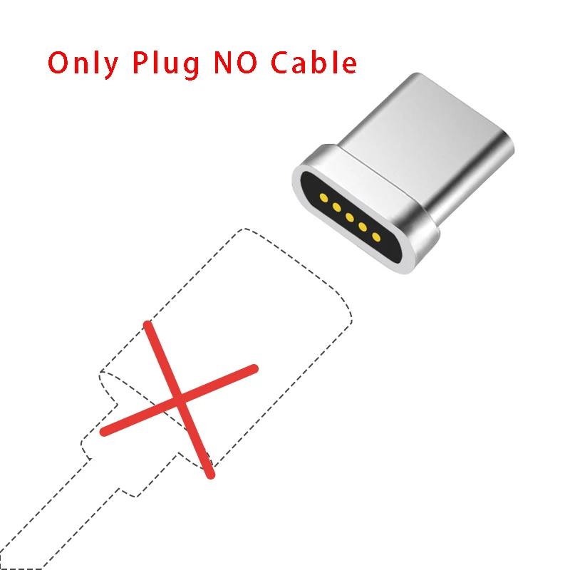 Only Plug no cable Магнитный usb-кабель 3A, кабель Micro USB для быстрой зарядки, кабель USB type-C для samsung, Xiaomi, huawei, кабели для мобильных телефонов - Цвет: Only Plug no cable