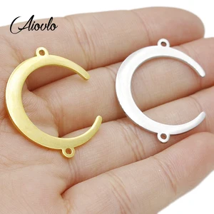 Aiovlo 5 шт.лот соединители для браслетов из нержавеющей стали в форме полумесяца ожерелье подвески подвеска сделай сам серьги ювелирные изделия ручной работы