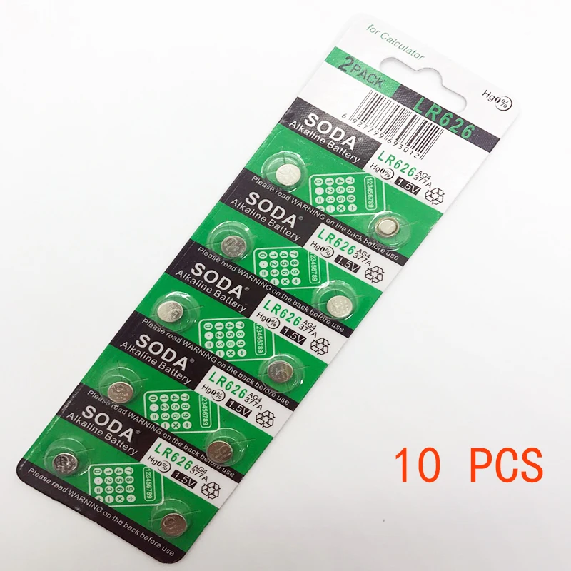 10 шт. 377 батарея AG4 LR626 377A 1,55 в sr626sw Щелочная Кнопка ячейка монета часы батареи для часы с калькулятором часы