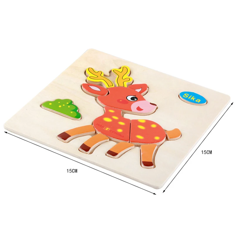 

HOT New 3D Wooden Puzzle Jigsaw Toys For Children Wood 3d Cartoon Animal Puzzles Intelligence Kids Early Educational Toys Gifts