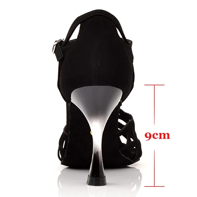 Black 9cm Ladingwu танцевальная обувь женские замшевые синие, черные, красные танцевальные туфли для сальсы Танго Бальные латиноамериканские туфли для танцев женские высококачественные туфли на заказ - Цвет: Black 9cm