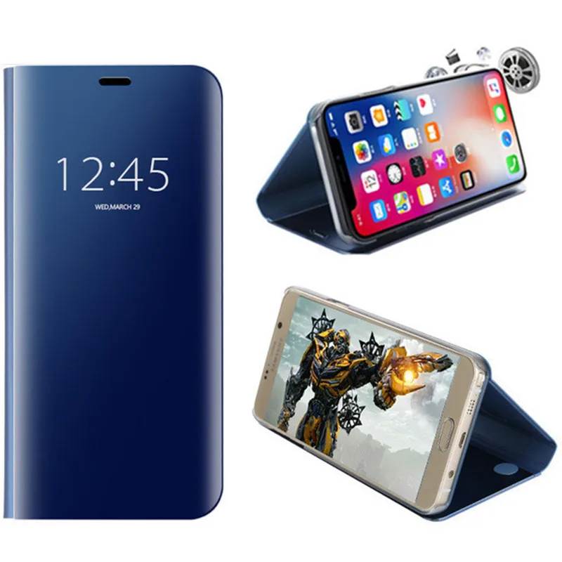 Для apple iphone X XR XS Max чехол зеркальный флип вид прозрачный для 6 6s Чехол подставка