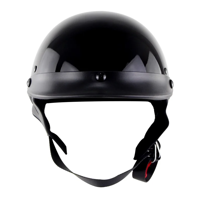 Летний мотоциклетный шлем Casco, скутер, полулицевая емкость, мотоциклетный шлем с черепом, немецкий стиль, мотоциклетный шлем для электромобиля, Байкерский шлем в горошек - Цвет: shiny black