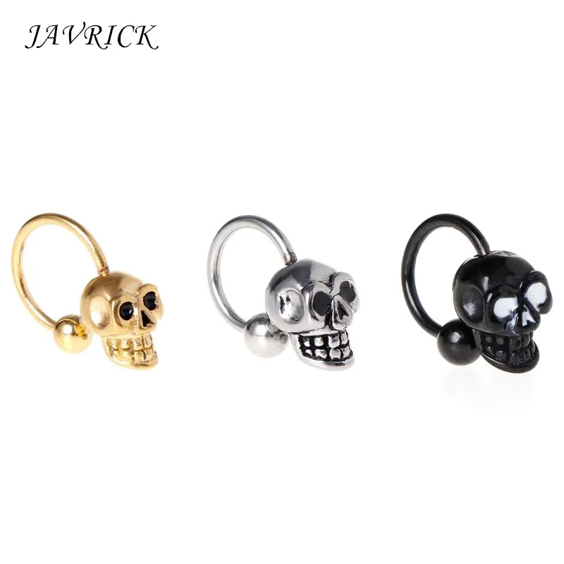 

1pc Skull Head Punk Ear Stud Personality Vintage Charms Jewelry Men Women Ring Hip Hop Anti Allergy Titanium Steel Polished