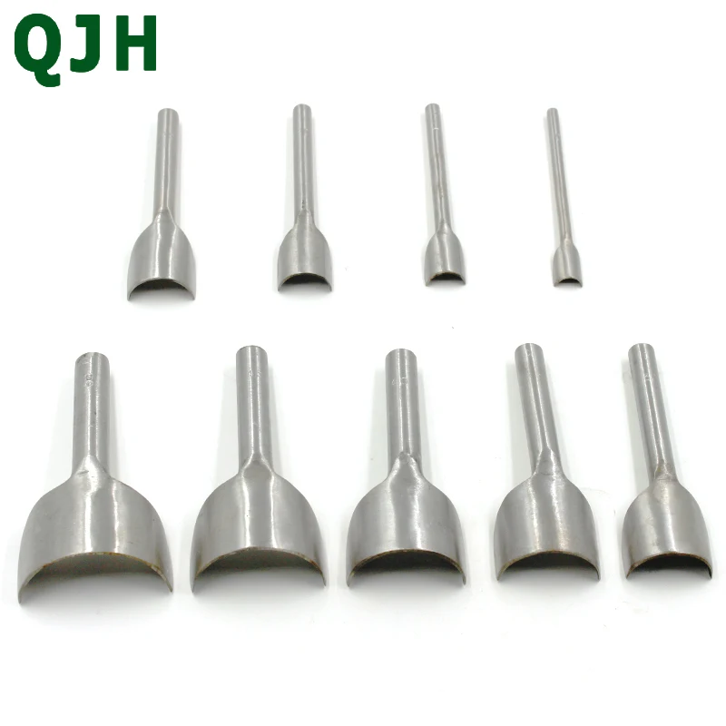 

QJH 9 size Steel Leather Craft Half Round Cutter Punch Strap Tools Belt Wallet End Tactical Garden DIY Handwork Tools 10-50MM