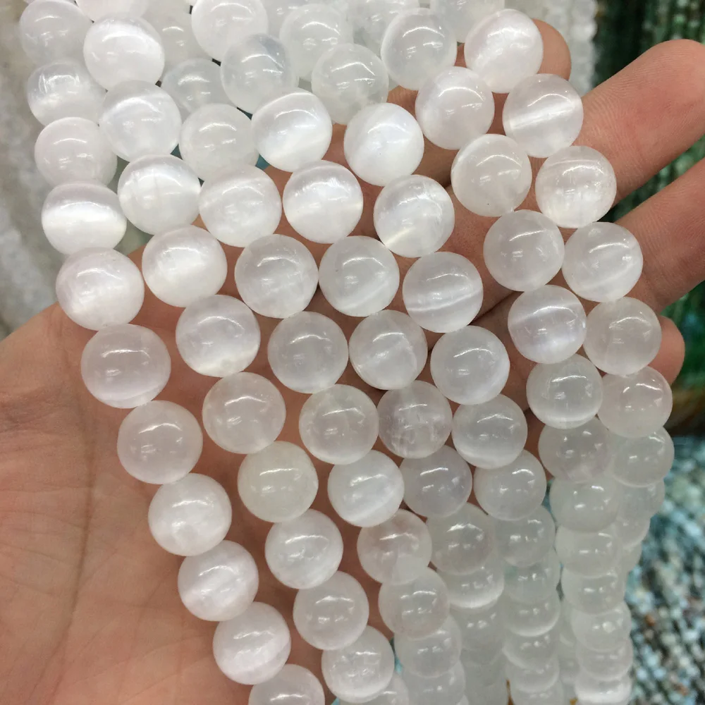 

natural calcite / selenite stone beads natural gemstone beads DIY loose beads for jewelry making strand 15" wholesale !