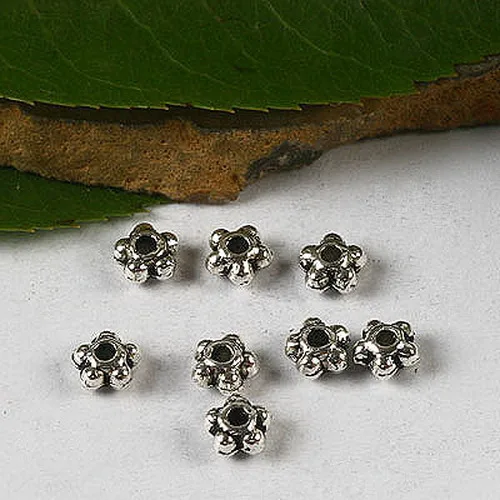 

150pcs Tibetan silver tone flower spacer beads h2997