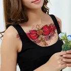 Реалистичная временная татуировка-большой красный лук, сердце, ромашки-женщины, дети подделка