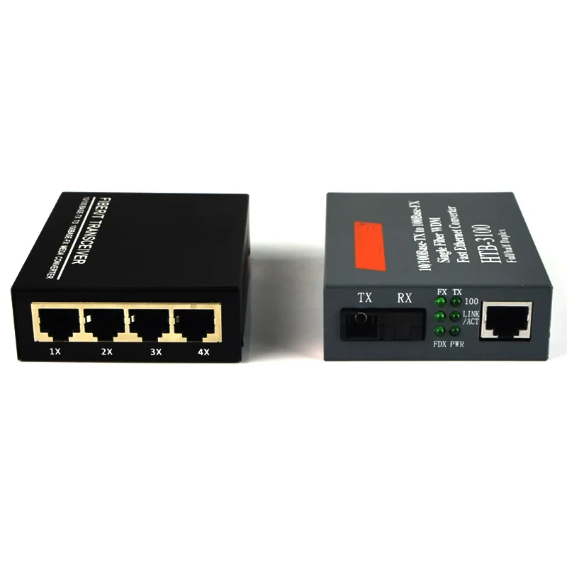 1 пара медиаконвертер оптоволоконный 10/100 м 4 RJ45 SC одномодовый одноволоконный |