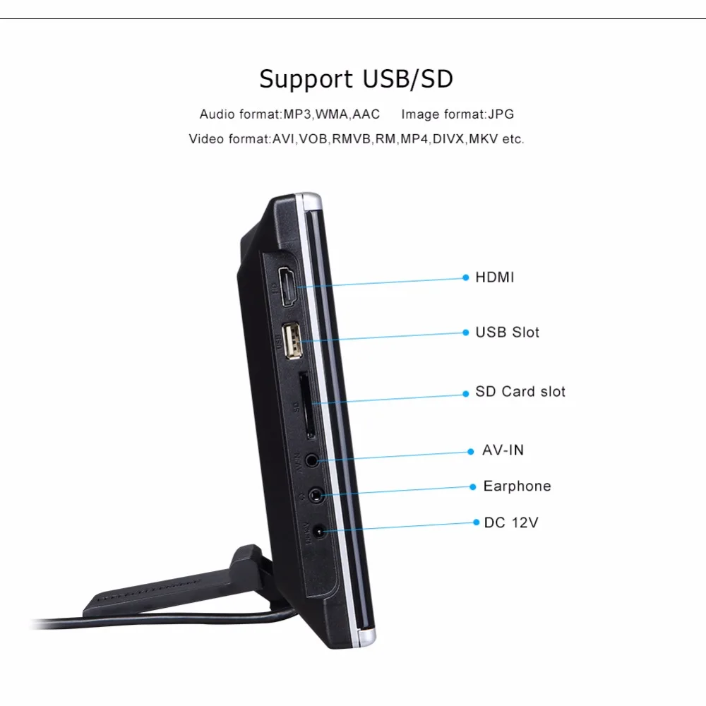 10 1 дюймовый сенсорный экран FHD подголовник DVD с FM/IR/USB/SD/беспроводная игра/HDMI (1