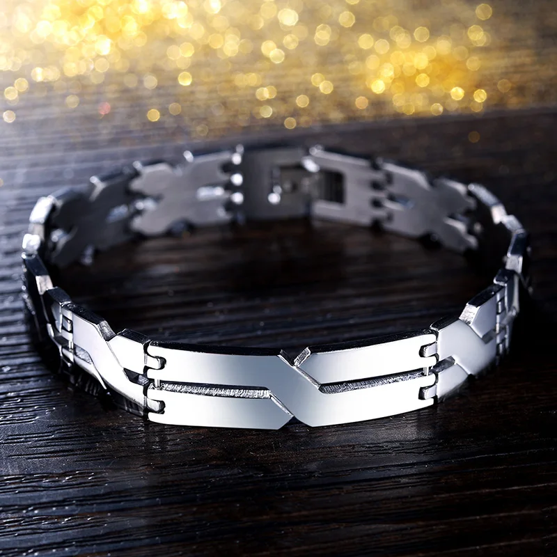 SAISEE New Arrival Stainless Steel Bracelets Men Chain Link Silver &amp Bangles Men's Cuff Wristband X Letter Bracelet | Украшения и