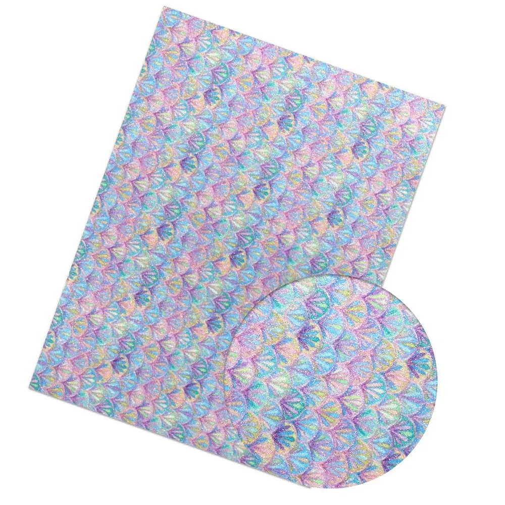 2 IBOWS 22*30CM Glitter Fabric Shiny Mermaid Printed Fine Glitter for DIY Bag Shoes Accessories Fabric Handmade Hair Bows Material - Цвет: 2