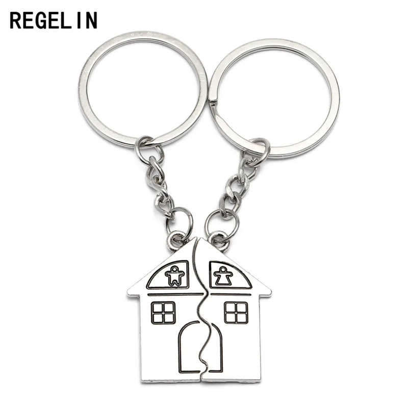 REGELIN 1 пара брелок для ключей дом посеребренное кольцо влюбленных любовь
