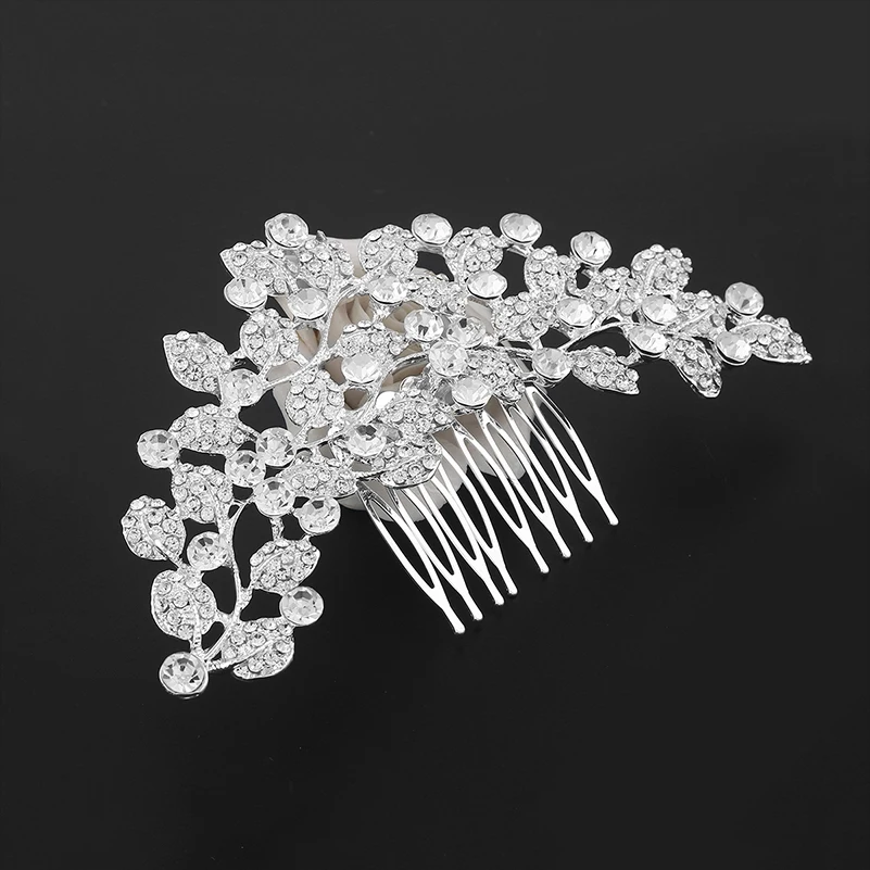 Yxph прозрачные кристаллы Свадебные Лист Свадебный гребень для волос со стразами