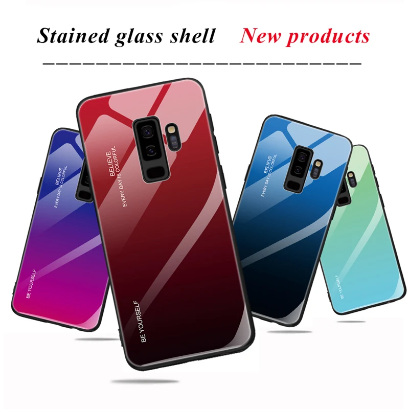 Для Samsung Galaxy S8 S9 Plus Note 8 9 задняя крышка чехол цвет Закаленное стекло Чехлы для J4 J6 A7