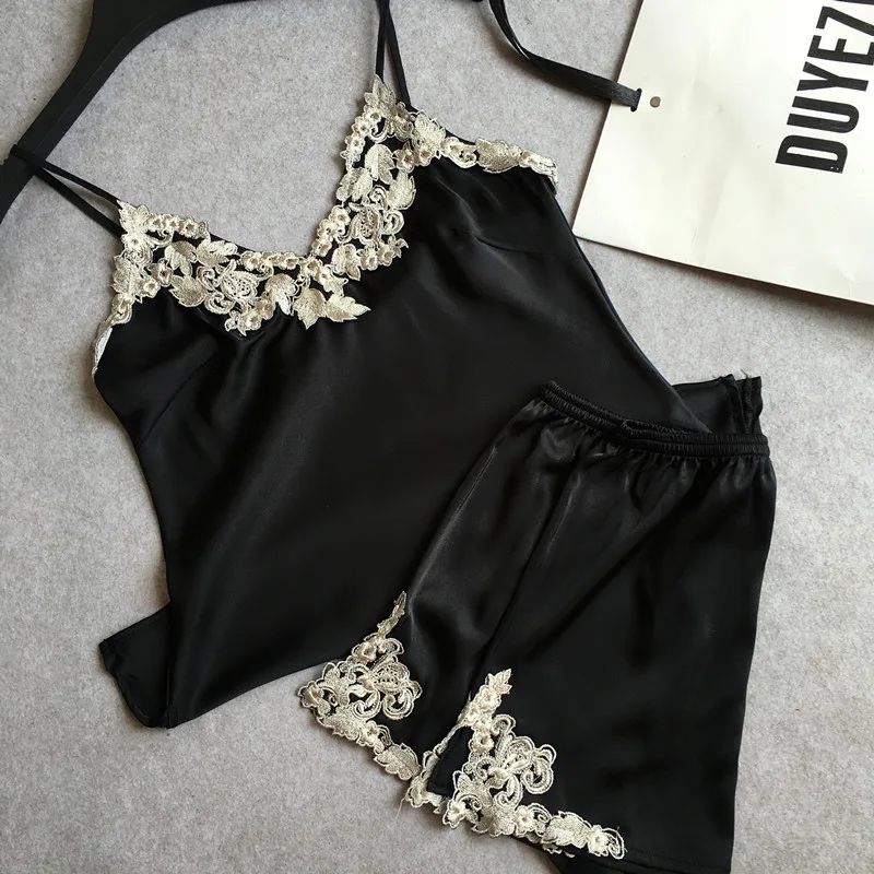 KISBINI летний имитационный шелк женская пижама с коротким рукавом комплекты