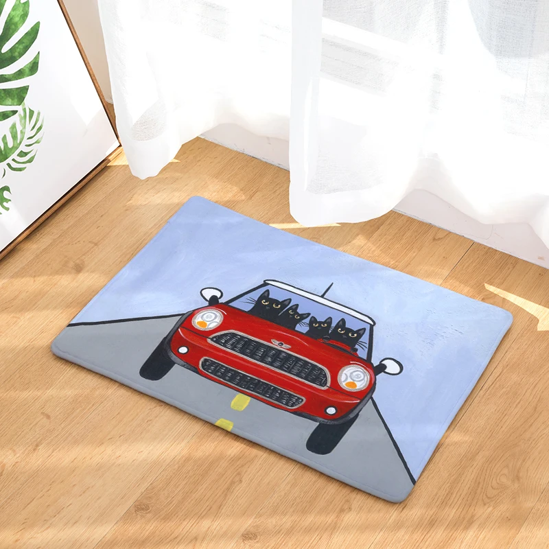 Мультяшный фланелевый ковер с изображением автомобиля кота коврик для гостиной