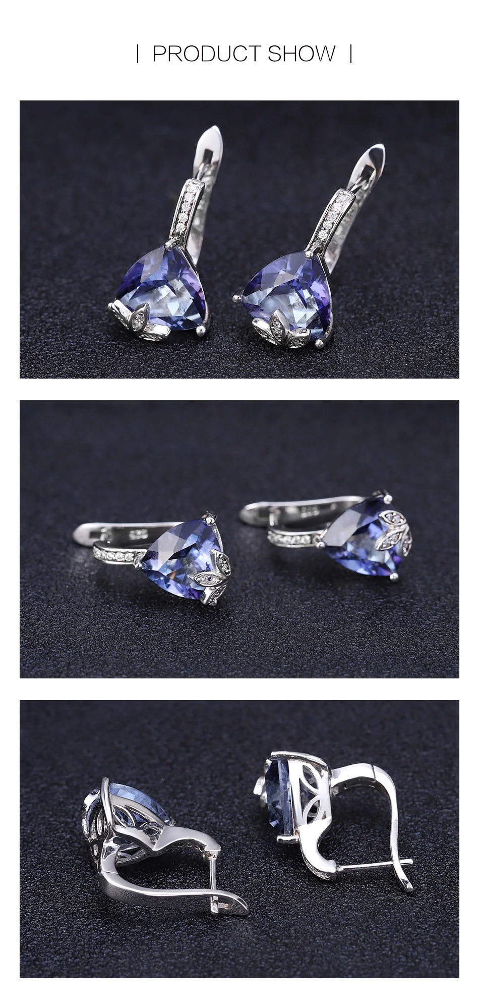 GEM'S BALLET 6.10Ct натуральный иолит Синий Мистический Кварц треугольные серьги 925 пробы серебряные серьги-гвоздики для женщин хорошее ювелирное изделие