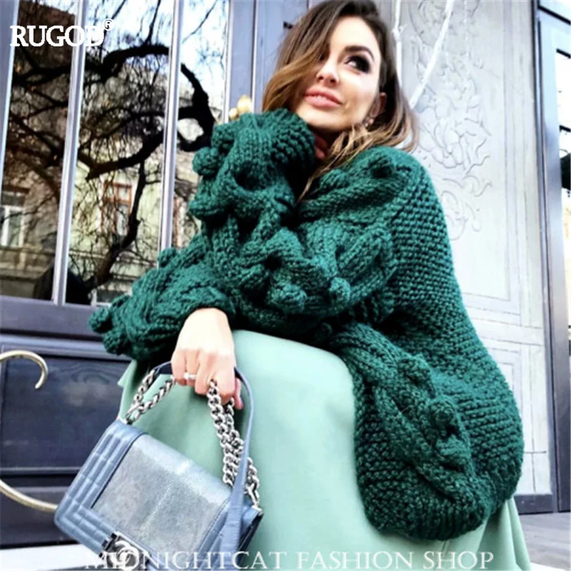 RUGOD модный Европейский стиль твист свитер кардиган женский сплошной многоцветный открытый Стич осень зима толстое вязаное пальто