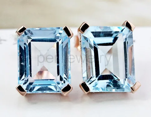 Серьги гвоздики с голубым топазом ювелирные изделия серьги натуральным из