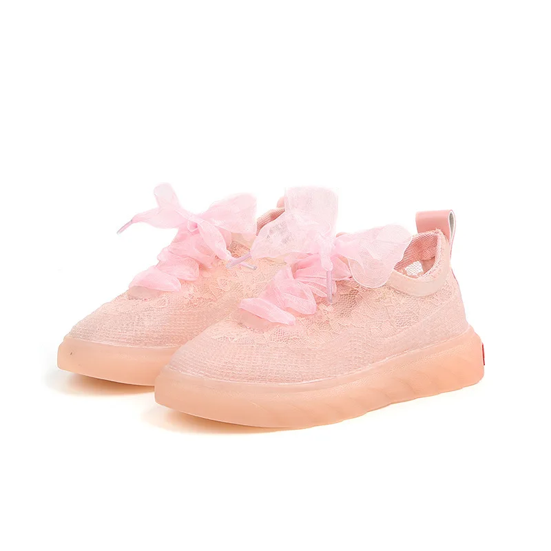 Autumn Kids Shoes 2018 Fashion Lace Mesh Casual Children Sneakers Girl Princess Breathable Sport Shoe Lacing Party Dress |