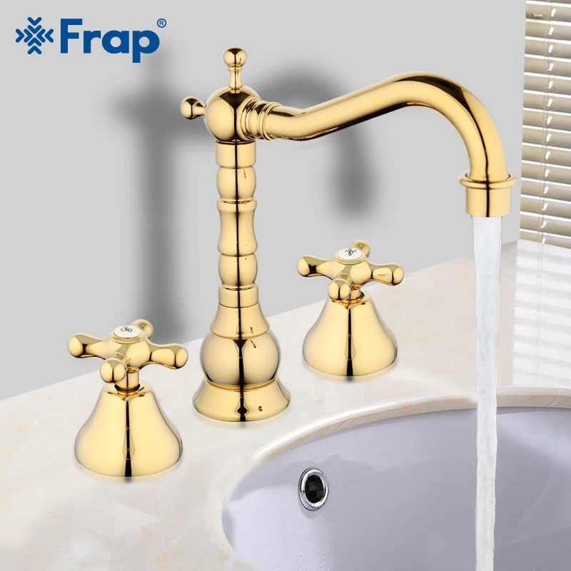 Frap antique Basin sink mixer tap gold bathroom faucet Plating Double Handle Cold Hot Water Mixer Luxury Solid Brass G1163-6 |