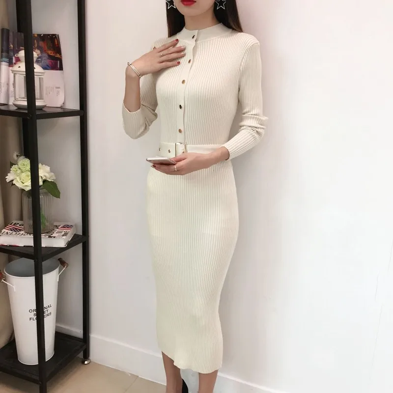 Женское трикотажное платье с длинным рукавом черное/зеленое на кнопках осень и