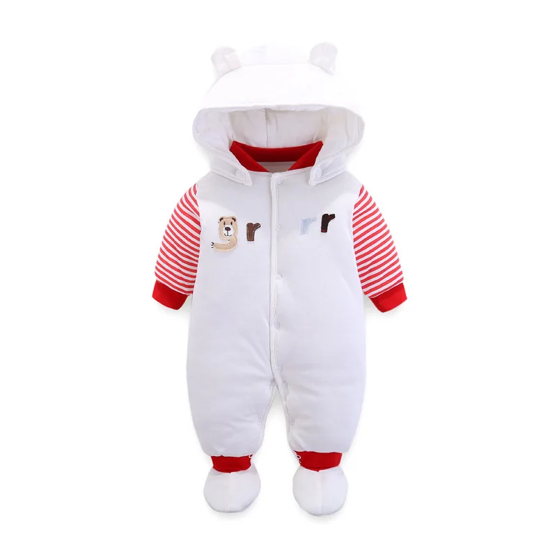 Одежда для новорожденных девочек зимние Утепленные хлопковые комбинезоны с