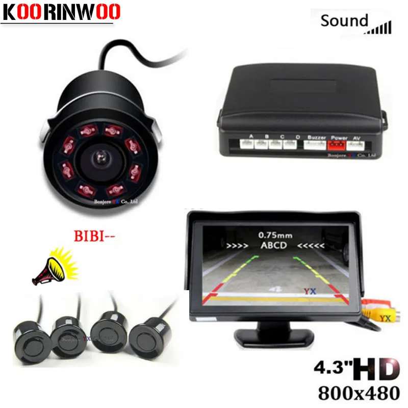Беспроводной парктроник Koorinwoo HD CCD датчик парковки 4 радара детектор камера