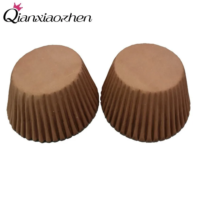

Qianxiaozhen 100pcs Kraft Paper Cupcake Paper Cups Paper Cake Baking Cup Bakeware Cupcake Wrapper Wedding Party Supplies