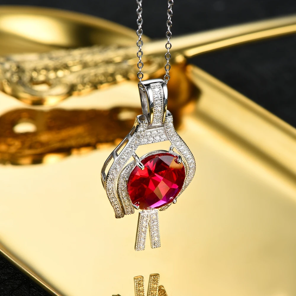 Женская подвеска с красным камнем L & zuan белое золото 7 98ct цепочкой из