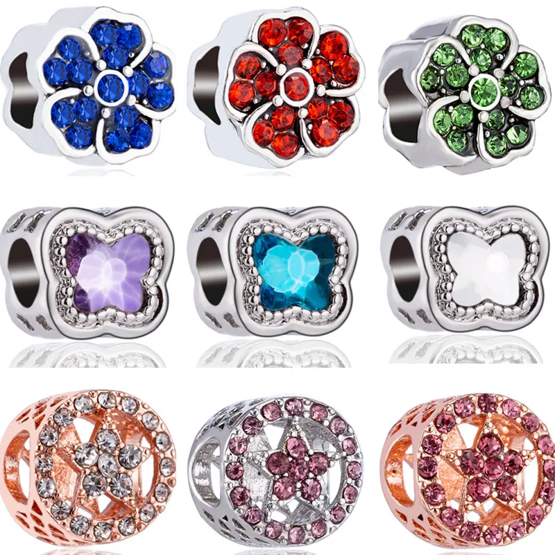 Европейские Бусины Красочные кристаллическая звезда замок цветы бусины в виде